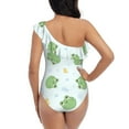 thumbnail image 5 of Haiem Kawaii Frogs Women's One Piece Swimsuits Tummy Control One Shoulder Bathing Suits Ruffle Swimwear-X-Large, 5 of 8
