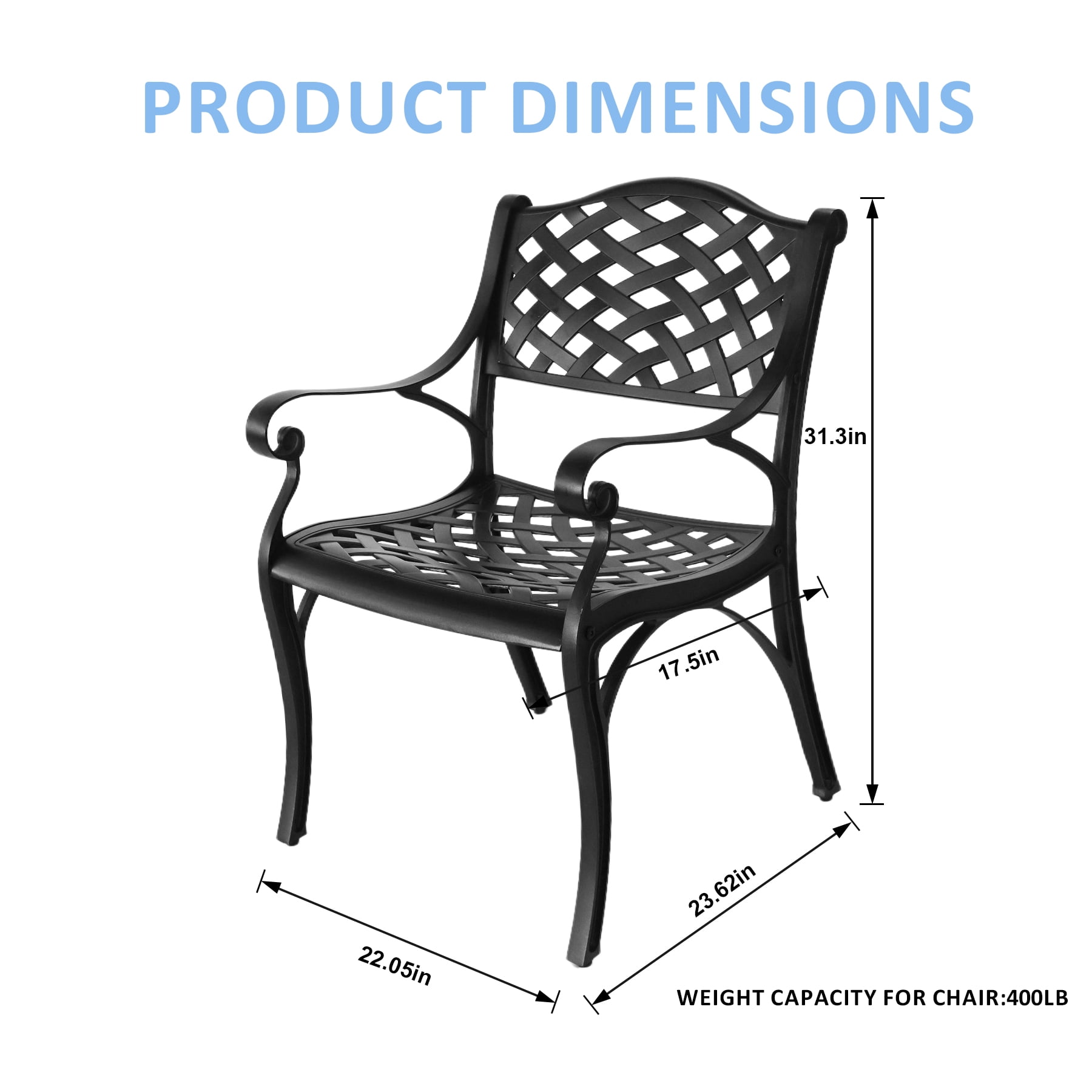 PATIO-IN 4-Piece Cast Aluminum Patio Chairs, Outdoor Dining Chairs with Arms, Weather-Resistant, Bronze for Garden Yard