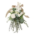 thumbnail image 1 of Guirnalda floral con forma de lágrima y flores con luz decorativa para puerta de entrada Blanco, 1 of 9