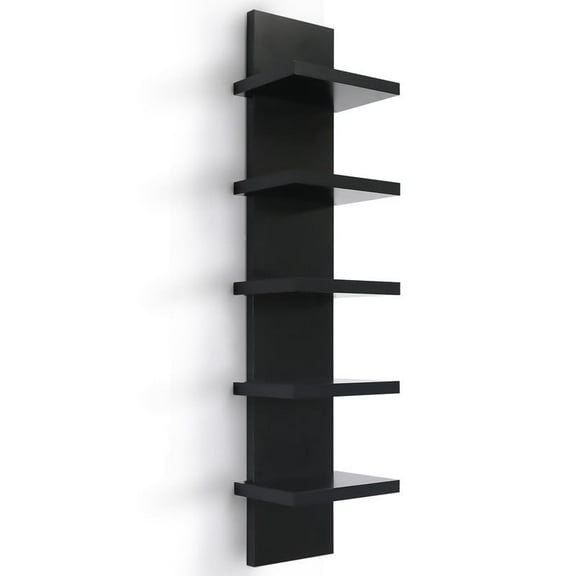 5 Tier Wall Shelf Unit, Black Wall Shelf, Multifunctional Display Floating Shelf, Bedroom and Home Decor Organizer