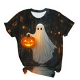 thumbnail image 4 of Plus Size Halloween Shirts for Women Short Sleeve Spooky Season Loose Fit Tops Cute Funny Comfort Ghost Graphic T Shirt, 4 of 5