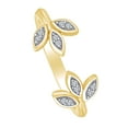 thumbnail image 2 of Natural Diamond Accent Open Leaf Wedding Band Ring Dainty Stackable Ring in 14K Yellow Gold Plated 925 Sterling Silver(0.05 Cttw,I-J Color,I2-I3 Clarity)Ring Size-8, 2 of 7