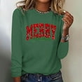 thumbnail image 2 of Christmas Sweatshirts for Women Plus Size Crew Neck Pullover Tops Casual Loose Cute Graphic Long Sleeve Shirt (Green S), 2 of 4