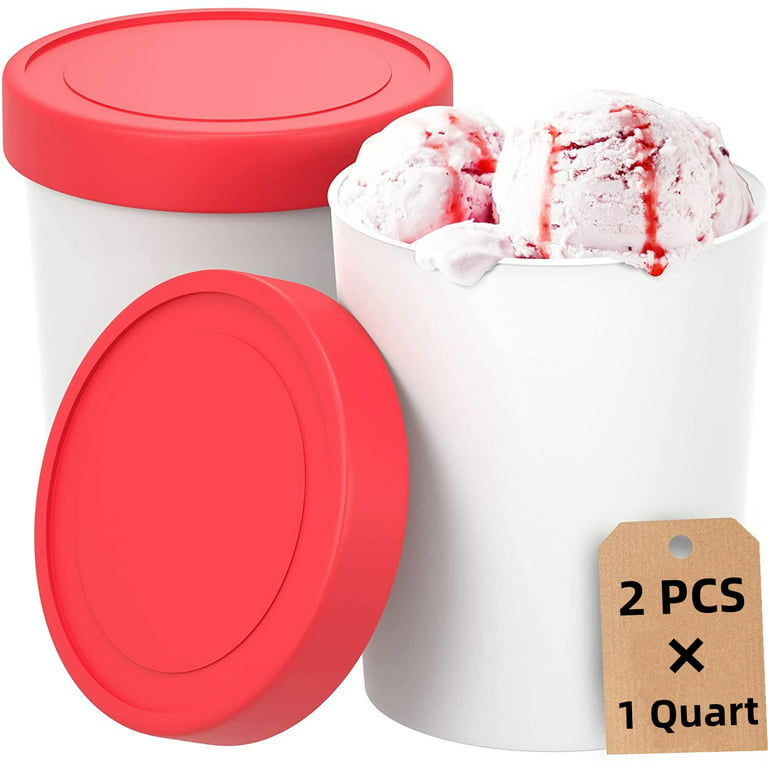 Walfos Ice Cream Containers - 1.6 Quart Each, Reusable Homemade Ice Cream  Tubs with Silicone Lids, Stackable Freezer Storage Container for Yogurt