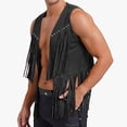 thumbnail image 1 of Men's Outerwear Vest for Everyday Wear Traditional Velvet Buttonless Mid Length Tassel Deer Skin Style, 1 of 4