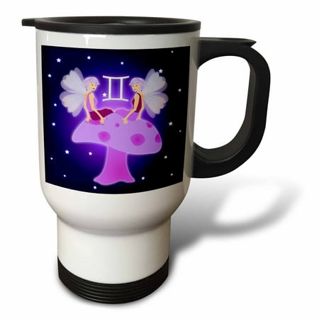 

3dRose Cute Astrology Gemini Zodiac Sign Twins - Travel Mug 14-ounce Stainless Steel
