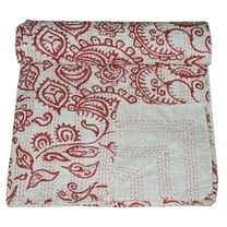 Indian Kantha Quilt Floral Print 100% Cotton Kantha Throw Kantha Blanket Handmade Quilt Double Size Kantha Bedspread Vintage Traditional