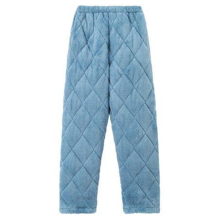 

Cindysus Women Pajama Pants Quilted Sleepwear Elastic Waist Fleece Trousers Loose Winter Solid Color Lounge Pant Water Blue XL