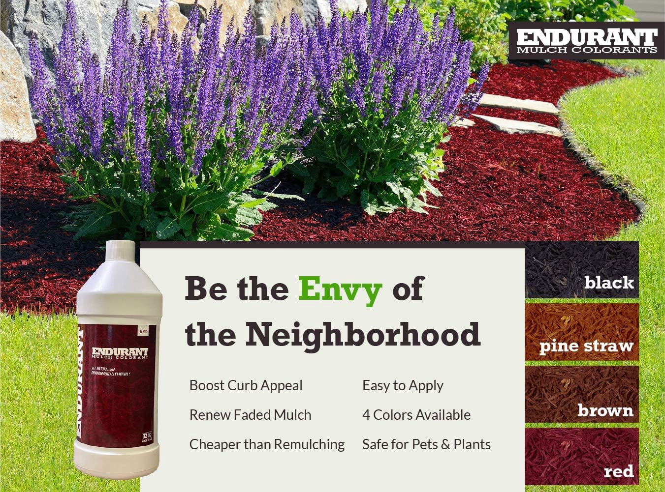 Geoponics Mulch Dye Concentrate Color Renewal – Mulch Paint Revitalizes Approximately 1,000 Sq Ft of Faded Mulch to Instantly Transform Landscaping (32 oz) (Red)