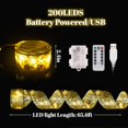 thumbnail image 2 of Woeilo Christmas Ribbon Lights Decorations Indoor : 78FT 200 LED Timer Ribbon Fairy Lights - 8 Modes Remote LED Christmas Tree Ribbon Indoor - Warm White Gold Ribbon Lights Battery and USB, 2 of 5