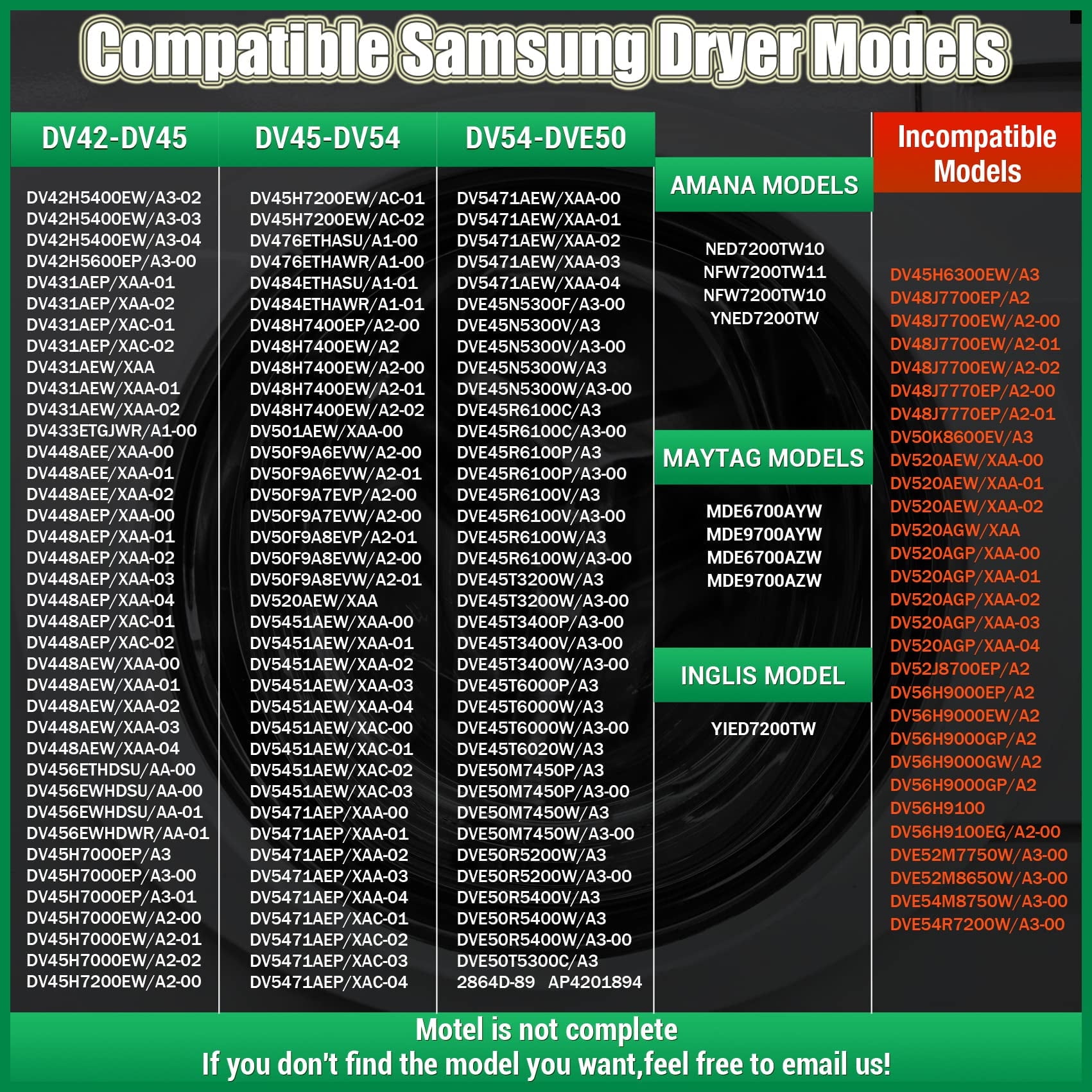 2026 UPGRADE Dryer Heating Element for Samsung dv42h5000ew/a3 dv45h7000ew/a2 dv48h7400ew/a2 DC47-00019A Dryer Heating Element DC47-00018A Thermostat DC47-00016A DC32-00007A DC96-00887A Thermal fuse