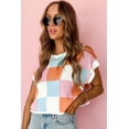 thumbnail image 5 of Women's Stylish Grapefruit Orange Color Block Cap Sleeve Sweater, 5 of 7