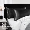 thumbnail image 3 of Deconovo Juego de 2 fundas de almohada King de satén y seda, color negro, con cierre de sobre, protector de lujo para el cabello y la piel., 3 of 8