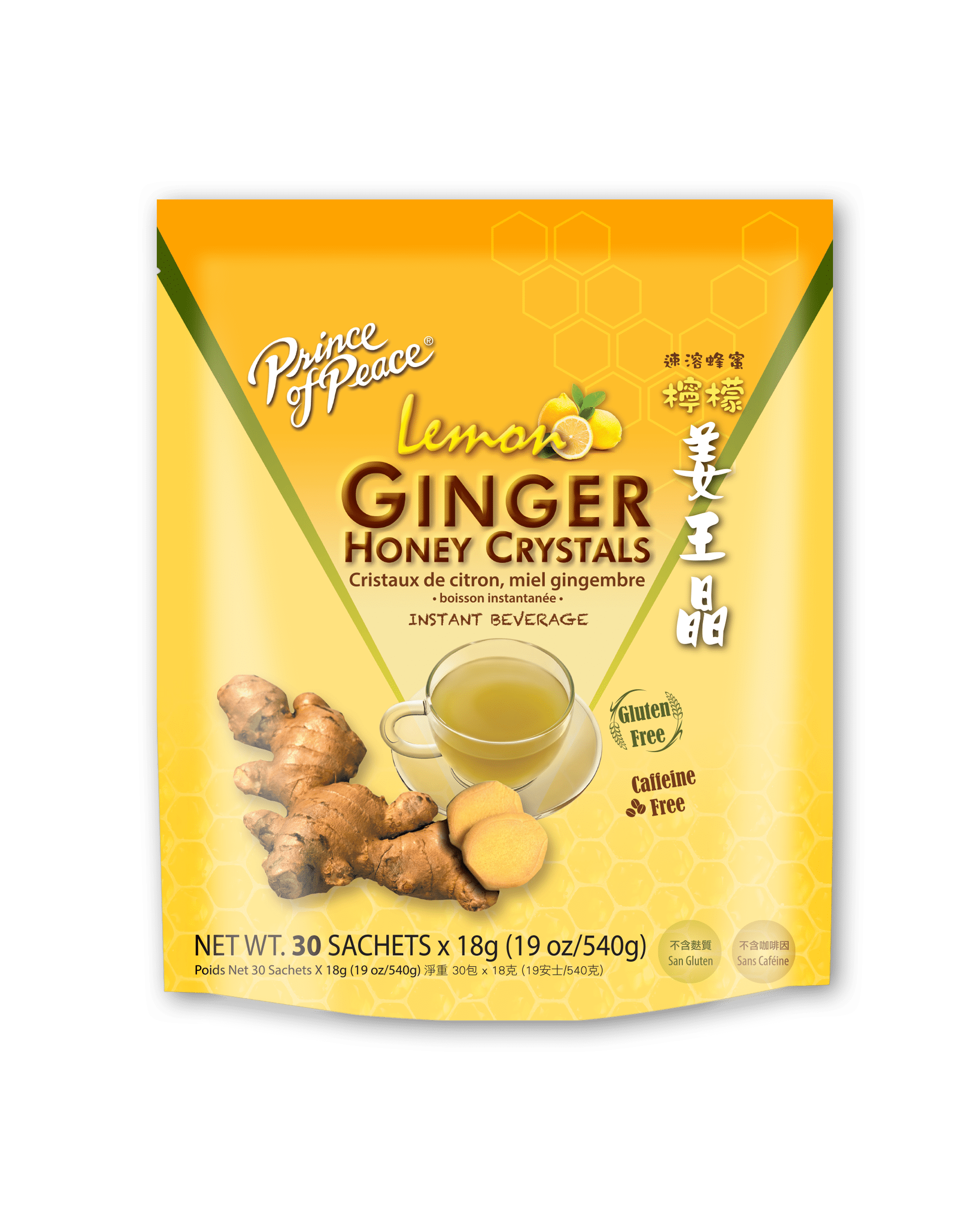 Prince of Peace Instant Lemon Ginger Honey Crystals, 30 Sachets