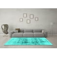 thumbnail image 3 of Ahgly Company Machine Washable Indoor Square Abstract Turquoise Blue Modern Area Rugs, 3' Square, 3 of 4
