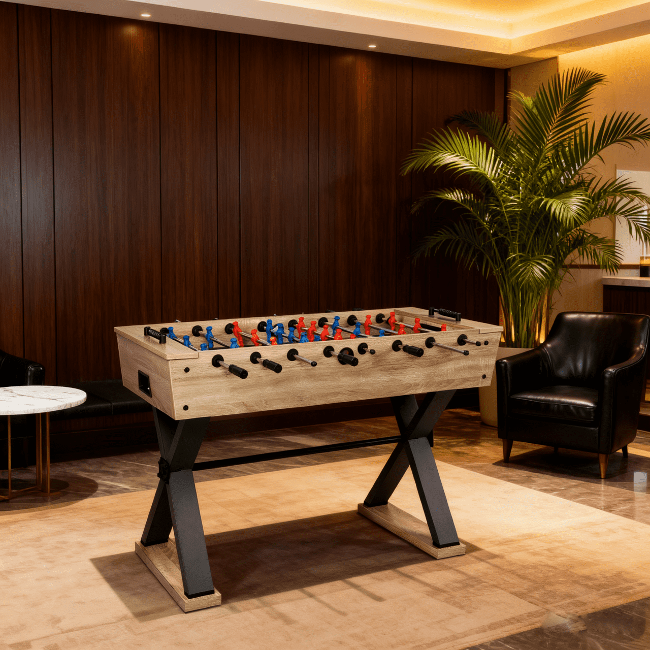 48'' Foosball Table, Wooden Soccer Games Table w/ 2 Footballs, Score Keepers, Indoor Home, Game Room