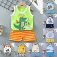 thumbnail image 5 of NOLDARES Kids Tank Tops For Boys Boys Summer Outfits Kid Summer Hawaiian Print T-Shirt + Elastic Waist Pockets Shorts Clothes Set(A4-Yellow,9-18 Months), 5 of 9