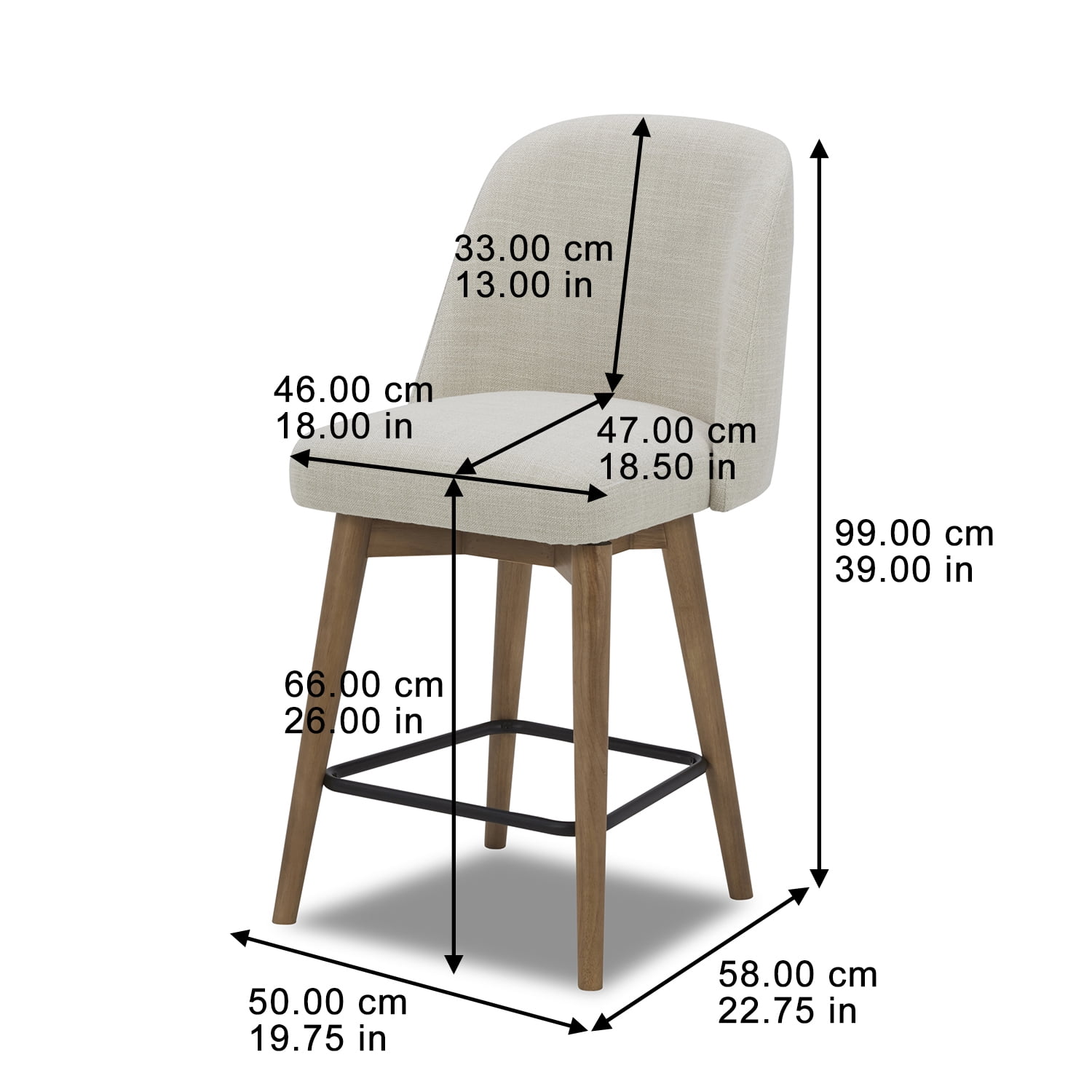 Better Homes & Gardens Springwood Swivel Barstool, Light Honey, Set of 2