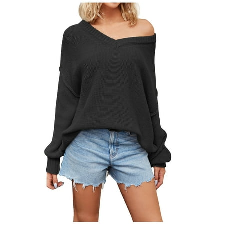 on Sale! HIMIWAY Stay Warm In Style with Our Fashionforward Women s Knitwear the Perfect Addition To Your Closet! Trendy Women s Pullover Black XL