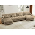 thumbnail image 2 of BUIORD 166" Modular Sectional Couch, U-Shaped Oversized Sectional Sofa for Living Room, Velvet 4-Seater Sofa Upholstery Sectional Couch with Reversible Ottoman, Camel, 2 of 9