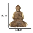 thumbnail image 2 of Acacia Wood Large Meditating Buddha Gautama Amitabha In Prayer Statue 21"H, 2 of 9