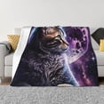 thumbnail image 1 of Fotbe Purple Moon Cat Manta de Franela con Estampado, Manta Ultrasuave para Cama, Sofá, Auto, Hipoalergénica y Antibolitas-80"x60", 1 of 6