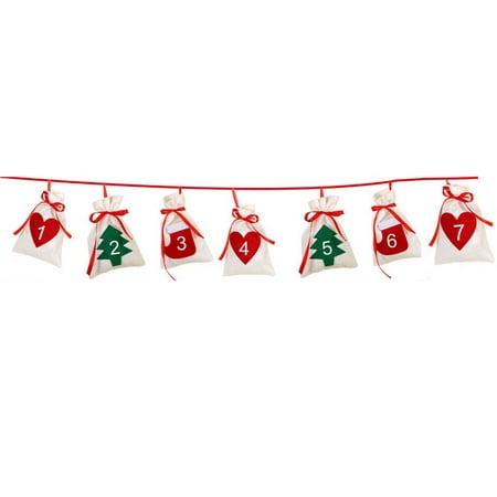 KABOER DIY Christmas Countdown Advent Calendar Home Decoration Calendar Hanging Fabric Gift Bags Candy