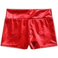 thumbnail image 4 of iiniim Women's Shiny Metallic Stretchy Booty Dance Shorts Hot Pants for Halloween Party Red M, 4 of 7