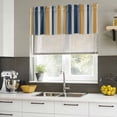 thumbnail image 4 of Blue Yellow Striped Curtain Valances for Windows, Kitchen Valance Window Treatments Panel 2 Pack, Modern Stripes Art Rod Pocket Short Curtains for Bathroom Bedroom 42 x 18 Inch, 4 of 8
