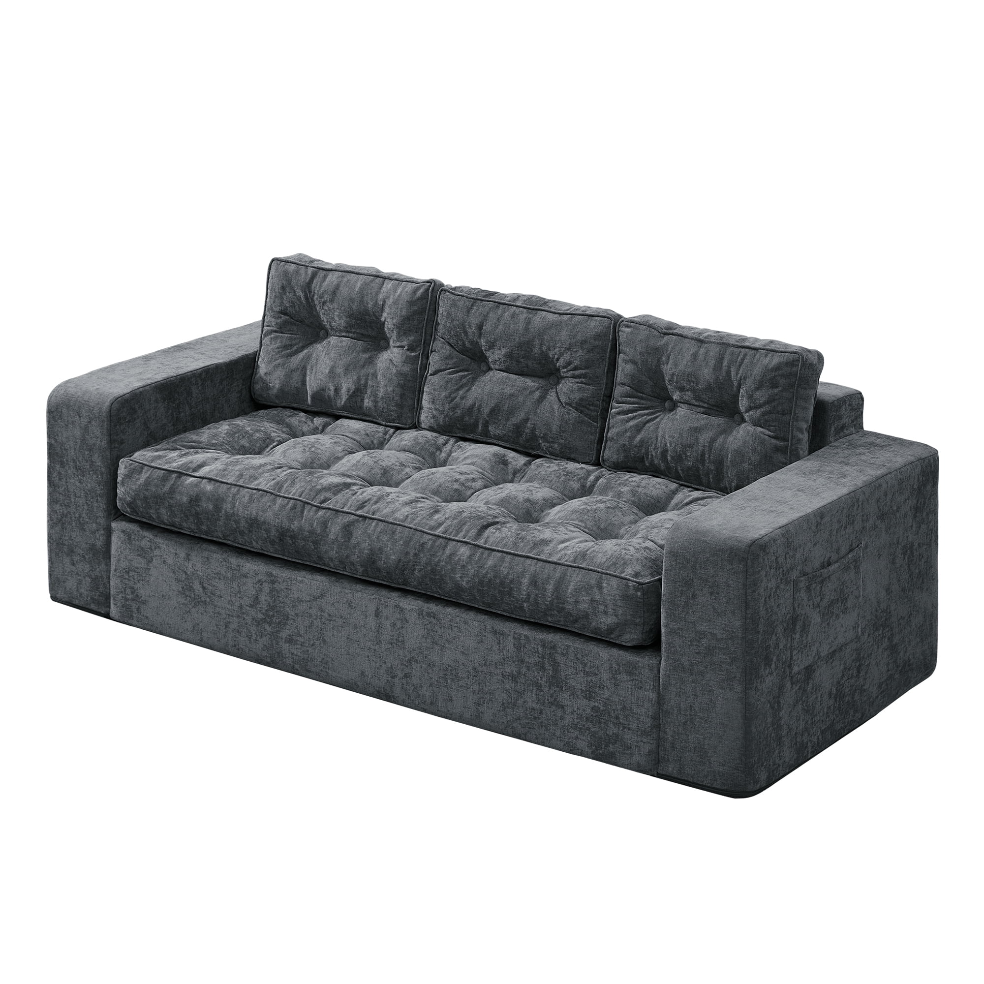 Hobestluk 3-Seater Sofa Boneless Couch with Tufted Button Design 2 in 1 Comfy Cloud Couch Oversized Sofa for Living Room Bedroom Apartment or Office (Blue Grey, 3 Seater)