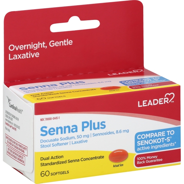 Seneka Rx Leader Senna Plus, Laxative & Stool Softener Softgels, 60 ct - Walmart ...