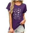 thumbnail image 3 of NSLGXD T Shirts for Women Trendy Crew Neck Short Sleeve Shirts Fashion Graphic Tees Soft Work Tshirt Top S-2XL Purple Top, 3 of 4