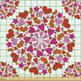 thumbnail image 2 of Ambesonne Valentine's Day Fabric by the Yard Upholstery, Hearts in Circles, 1 Yard, Vermilion Pink, 2 of 5