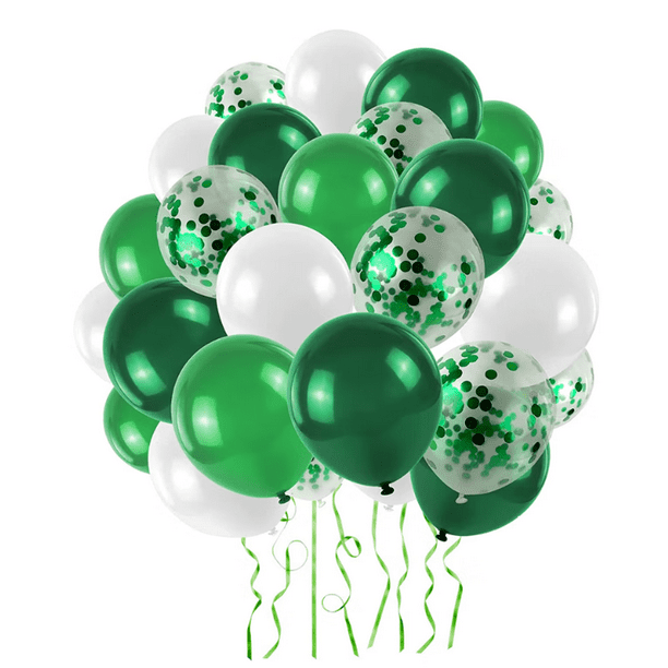 60Pcs Ballon Blanc Vert, Confettis Hélium Ballon Arc Kit 12 Pouces  Anniversaire Ballons Gonflables pour Fille Garçon Kid Mariage Jungle Thème  Fête Graduation Bébé Douche Décoration 