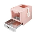thumbnail image 4 of Caja de arena para gatos con tapa plegable cerrada cubierta para gatos de interior Rosa, 4 of 8