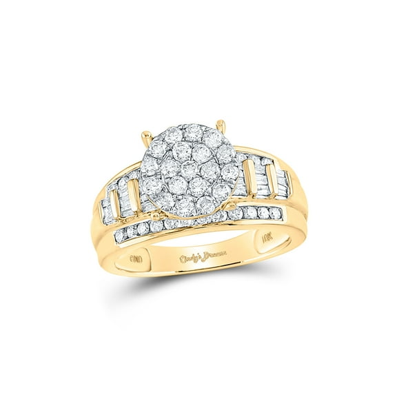 10kt Yellow Gold Round Diamond Cluster Bridal Wedding Engagement Ring 1 Cttw