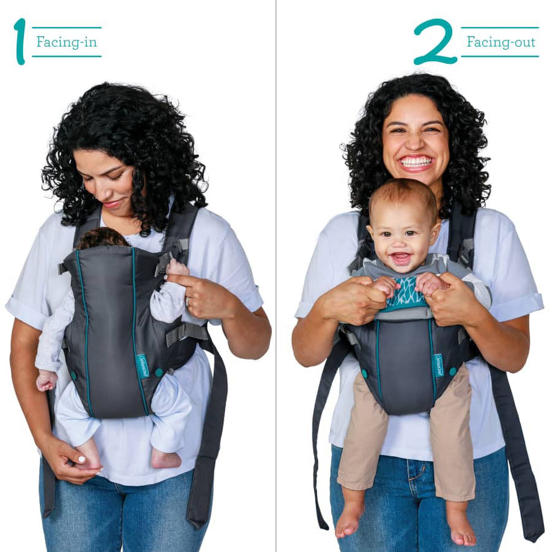 Infantino Swift Classic Baby Carrier with Wonder Cover Bib, 2-Position, 7-26lb, Gray - image 4 of 6