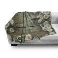 thumbnail image 3 of Rustic Wood Soft Flannel Fleece Blanket, Composition with Fresh Spring Season Daisies Blossoming Nature Foliage Design, Cozy Plush for Indoor and Outdoor Use, 60" x 80", Multicolor, by Ambesonne, 3 of 6