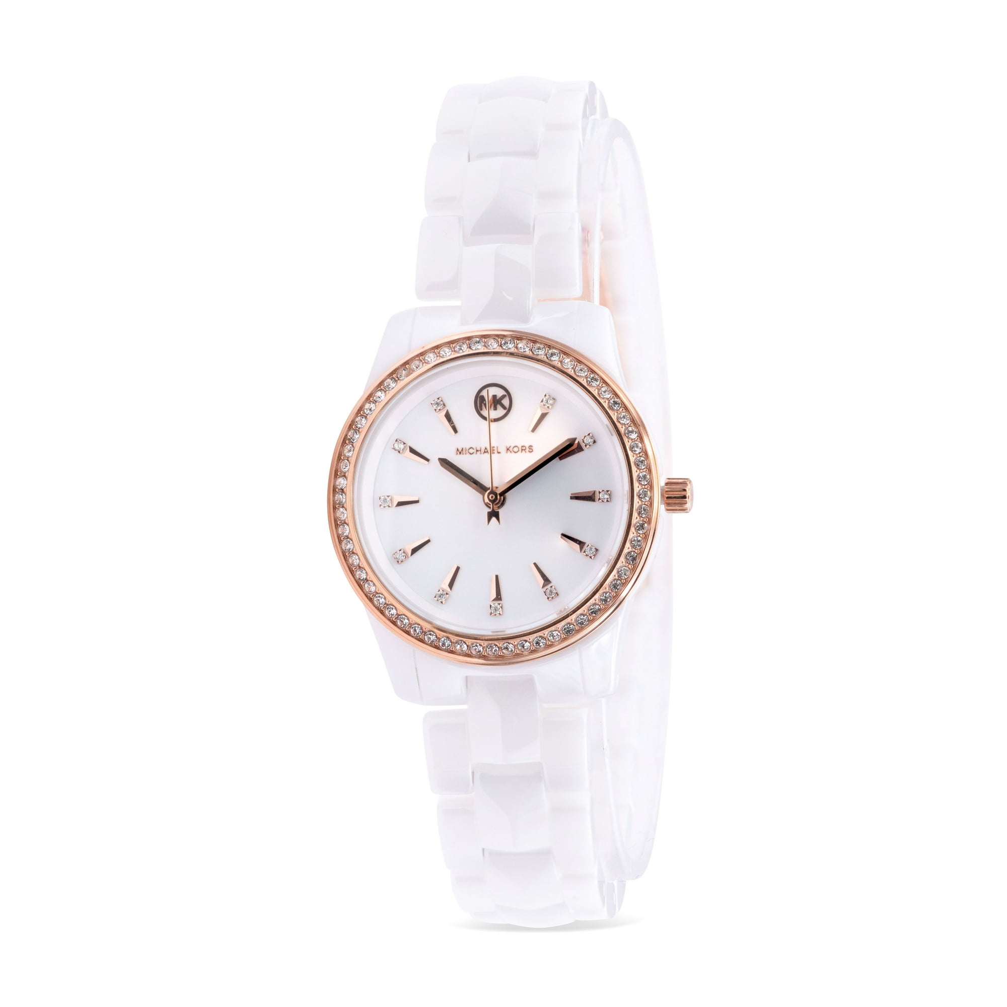 Ladies white ceramic michael kors watch discount