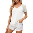 thumbnail image 3 of ZKCCNUK Women's Tops Patchwork Mesh Short Sleeved Top Solid Color Casual Loose T-shirt, 3 of 9