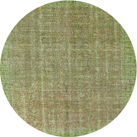 Ahgly Company Indoor Round Contemporary Avocado Green Abstract Area Rugs, 5' Round