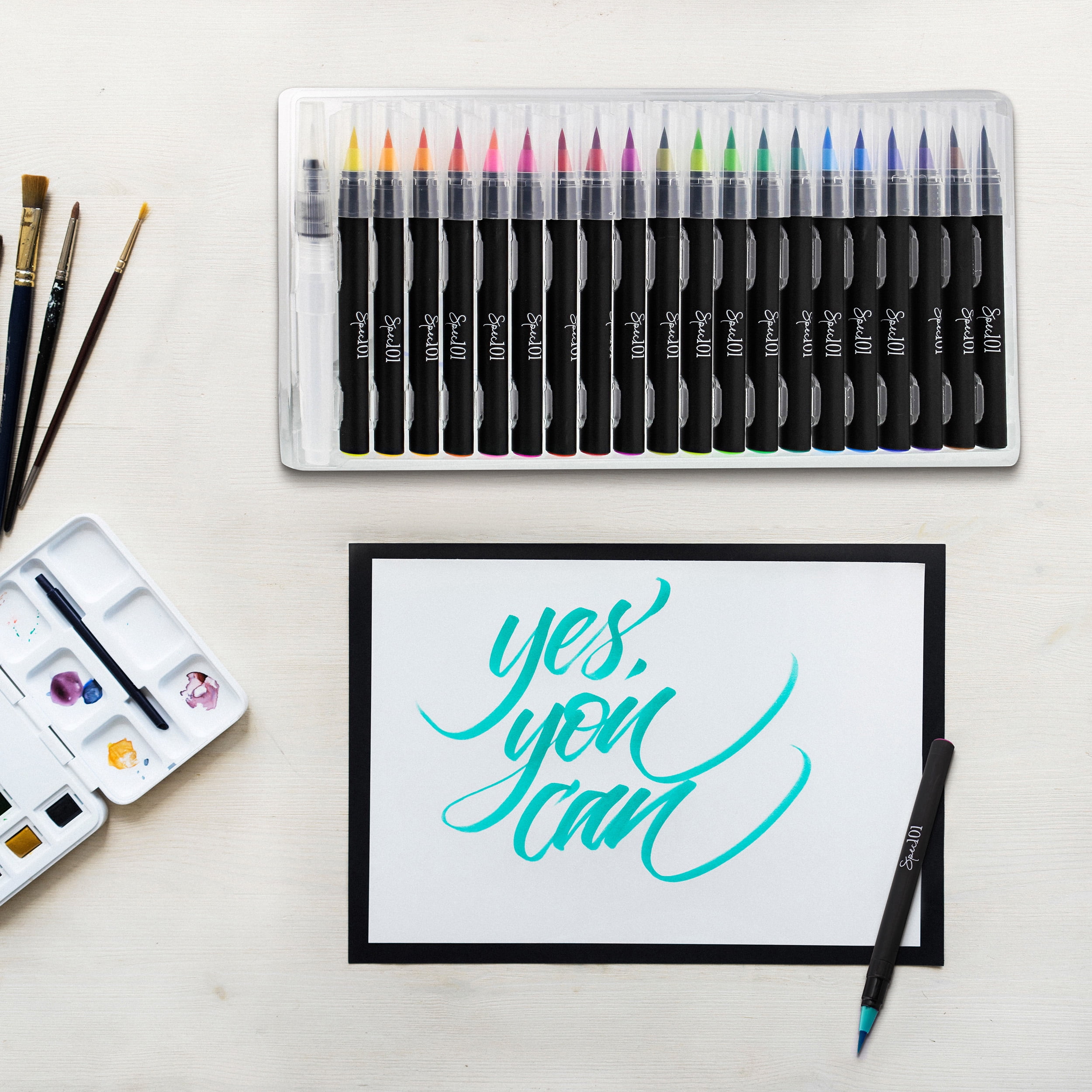 PREMIUM Watercolor Markers Set - 20 Brush Pens with Soft, Flexible Tip, Waterco