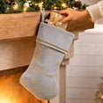 thumbnail image 4 of Yhmxh Velvet Christmas Stocking, 19 Inch Large Xmas Stocking with Golden Snowflake Embroidery & Merry Christmas Lettering, Hanging Plush Cuff Stocking for Fireplace Mantel Christmas Home Decor, 4 of 6