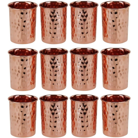 Zap Impex Pure Copper Hammered Glasses Cup Moscow Mule Tumbler (Set of 12)