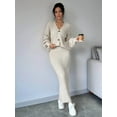 thumbnail image 6 of Women'S Two-Piece Sweater Set Knitted Long-Sleeved Button-Down Coat Top Slim-Fit Maxi Skirt Autumn Clothing  S, 6 of 7
