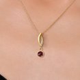 thumbnail image 3 of Gem Stone King 14K Yellow Gold Red Rhodolite Garnet and Lab Grown Diamond Pendant Necklace for Women | 1.03 Cttw | Gemstone January Birthstone | Round 6MM | With 18 inch Chain, 3 of 6