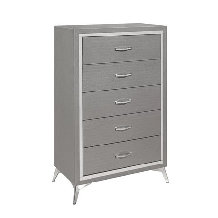New Classic Furniture Huxley Solid Wood 5-Drawer Chest in Gray