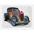 thumbnail image 1 of Race Car Bath Mat, Retro Style Detailed Demonstration of a Single Sports Auto with Motifs, Plush Bathroom Decor Mat with Non Slip Backing, 29.5" X 17.5", Multicolor, by Ambesonne, 1 of 2