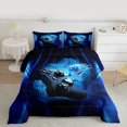 thumbnail image 2 of Manfei Cyan Gamepad Bedding Comforter Set Teen, Neon Honeycomb Geometric Twin Comforter Sets, Modern Video Game Reversible Bedding Set, Breathable Home Decor, 2 Pieces, 2 of 8