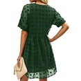 thumbnail image 3 of Grianlook Summer Swiss Dot Dresses for Women Short Sleeve V Neck Flowy Dress Casual Loose Shift Mini Dress, 3 of 3